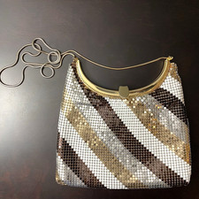 Vintage Gold Silver Bronze Metal Mesh Chainmail Purse Evening Shoulder Bag 80s