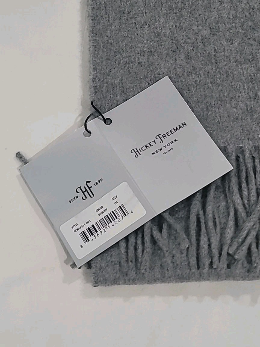 Hickey Freeman Gray Neck Scarf 100% Cashmere Brand New With Tags
