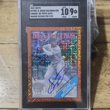 Jerar Encarnacion 2023 Topps Series 2 Silver Pack Orange Refractor Auto/25 PSA 9