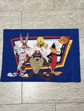Vintage Warner Bros 90s Looney Tunes Pillow Case Taz Bugs Bunny Tweety 20inx29in