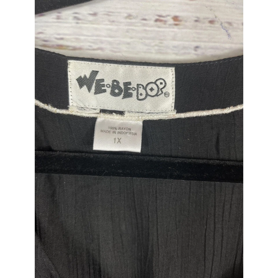 Vestido We Be Bop Para Mujer 1X Negro Blanco Boho Bolsillos de Retazos Botón Rayón Artístico Foto 3 de 4