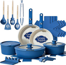 Umite Chef Pots and Pans Set Non Stick, 21 pcs Ceramic Cookware Set with Detacha
