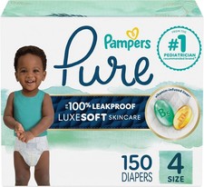 Pampers Pure Protection Baby Toddler Diapers Size 4-Hypoallergenic- 150 COUNT