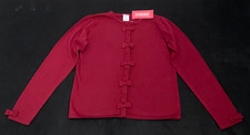 NWT Gymboree Girls Vintage Maroon Bows Button Up Sweater Size 10