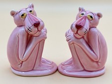 Salero y pimentero vintage Pink Panther sentado 1982 Japón MCM