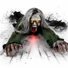 Crawling Zombie Animatronic Light-Up Eyes, Halloween Decoration StyleA