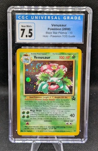 Venusaur Holo Black Star Promo 2000 Pokemon Card #13 CGC 7.5 Beautiful Swirl 🌀