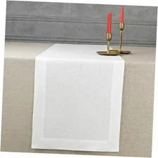  Linen White Table Runner 36 Inches - 100% Pure Linen 14 X 36 Inch 03 - White