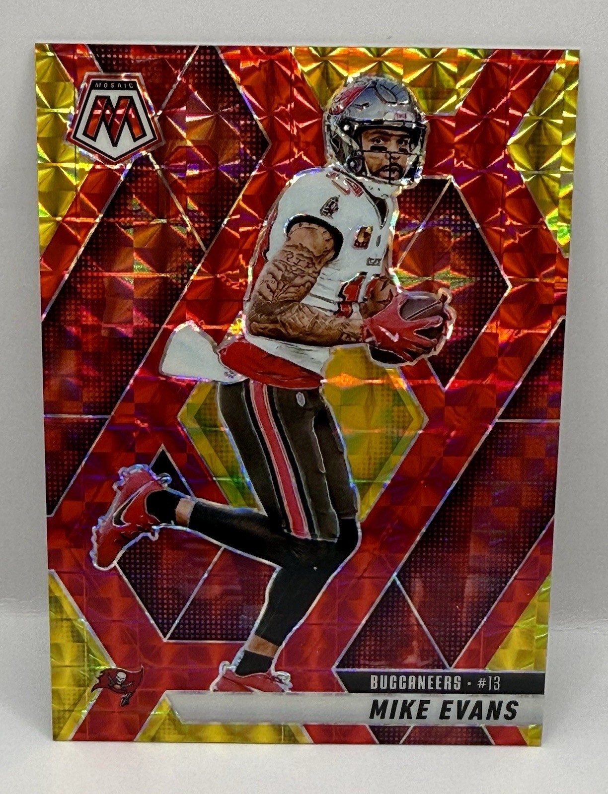 Panini Mosaic 2025 Mike Evans Buccaneers #192 Choice Fusion Red & Yellow /89