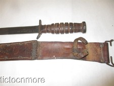 US WWII USMC MARINES M3 CAMILLUS KNIFE 1943 & MOOSE CO SHEATH HANGER 1943