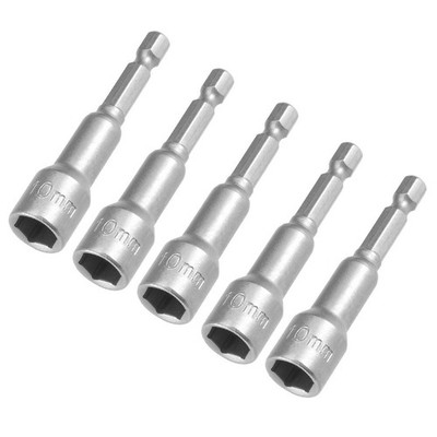 uxcell 5 Pcs 1/4'' Quick-Change Hex Shank 10mm Magnetic Nut Setter Driver