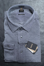 Hugo Boss 348 Men Nik Relaxed Fit Blue Cotton/Lyocell Business Casual Shirt L