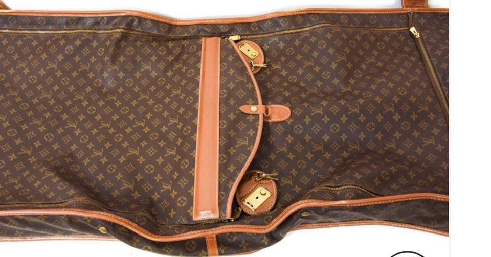 Louis Vuitton Classic Hanging Suitcase Leather and Wood Accents Brass Hardware M - Image 3 of 4