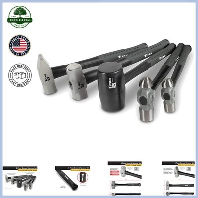 5-Piece Hammer Set with Textured Handles, Includes Ball Pein & Sledge Hammers