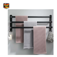 Handtuchhalter Ohne Bohren 60 Cm Schwarz Matt, Aluminium, Wandmontage, Bad