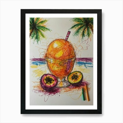 Passionsfrucht Eis 1 Kunstdruck gerahmt Wandbild Poster Leinwanddruck Bild