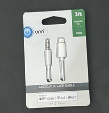 ONN 3ft Aux /Audio Jack 3.5mm Auxiliary Cable for iPhone iPad Connector