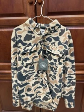 Mack’s Prairie Wings MPW Early Bird 7-Button Fleece Shirt Old School Camo NWT