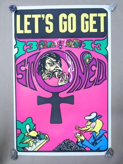 1960's 1970's "Let's Go Get Stoned" Blacklight Headshop Poster