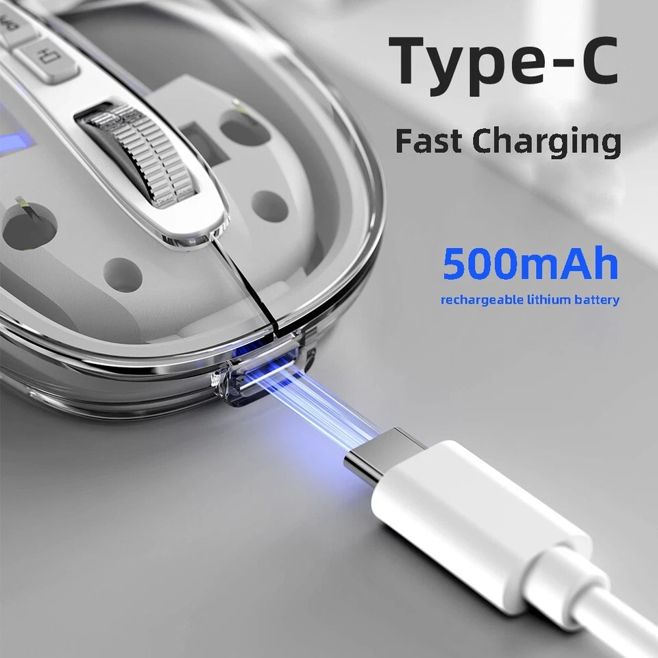 Wireless 2.4G Bluetooth Gaming Mouse Dual Mode BT/USB Esport Clear Mouse - Image 4 of 4