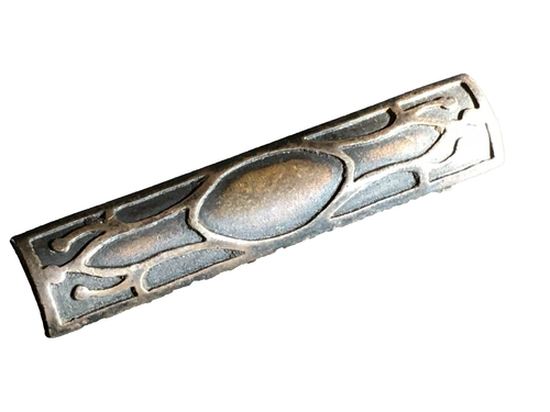 Antique Nouveau-Deco Bar Pin Artisan Mourning? Silver Overlay Mixed Metal Patina - Picture 7 of 17