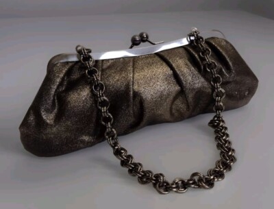 Hype New Mini Clutch Handbag Gold Metallic And Black