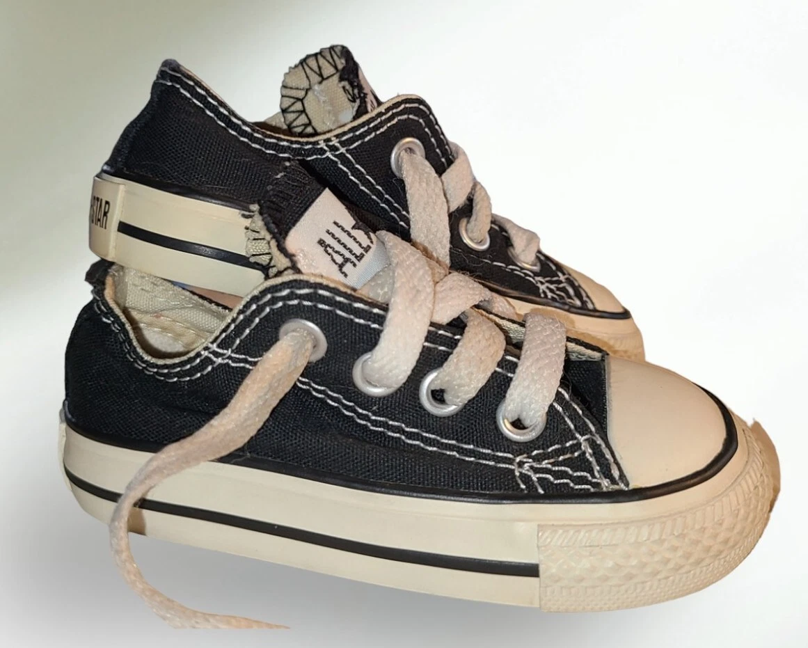 Sneakers basse Converse All Star nere bianche Chuck Taylor bambino taglia 4