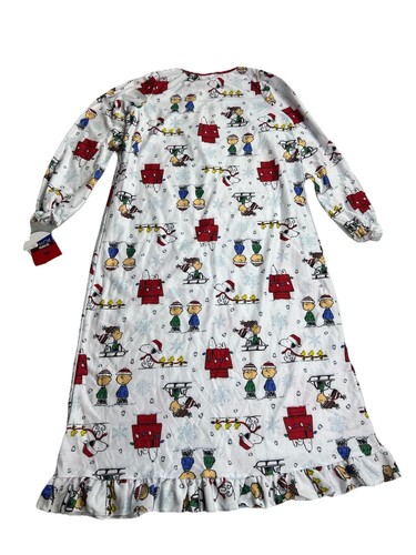 Peanuts Charlie Brown Christmas Themed Dress Nightgown Sleepwear Girls Sz 8 NWT - Picture 2 of 9