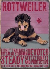 Vintage Metall Werbeschild ROTTWEILER Hund Tier Motiv 40 x 30 cm