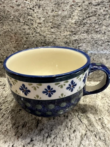 Boleslawiec Polish Pottery Hand Painted  Coffee Tea Soup Mug 20oz