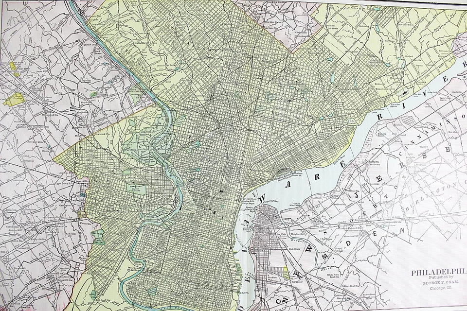 PHILADELPHIA PENNSYLVANIA Map George F Cram circa 1890 Color Lithograph - Image 3 of 4