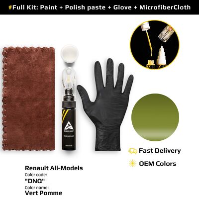 Touch up Paint for Renault Code: DNQ Vert Pomme Fast Drying Scratch Repair