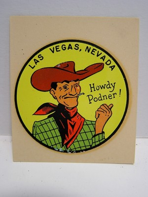 Vintage Las Vegas Howdy Partner Cowboy Decal
