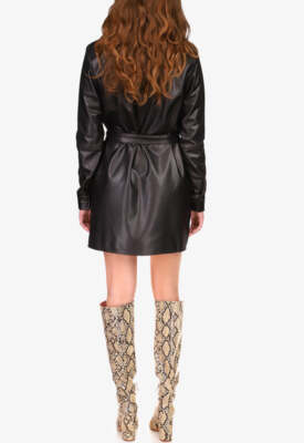 Sanctuary - Leather Like Shirt Dress Black | eBay