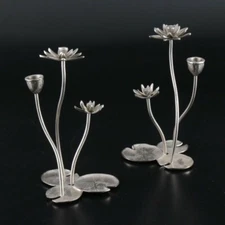 NIB, Michael Aram Lotus Blossom Candlesticks! Metal,  silver.