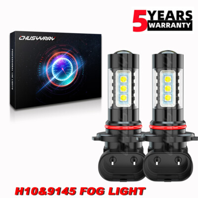 Pair 9140 9145 H10 LED Fog Driving Light 6000K White Driving DRL Bulbs 4000LM