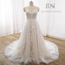Timeless Floral Lace Wedding Dress Bridal Gown Custom made light sequins 2-28W