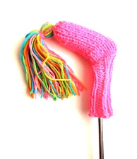 Bright Pink Multicolor Tassel Blade Putter Thick Hand Knit Headcover Fits Ping
