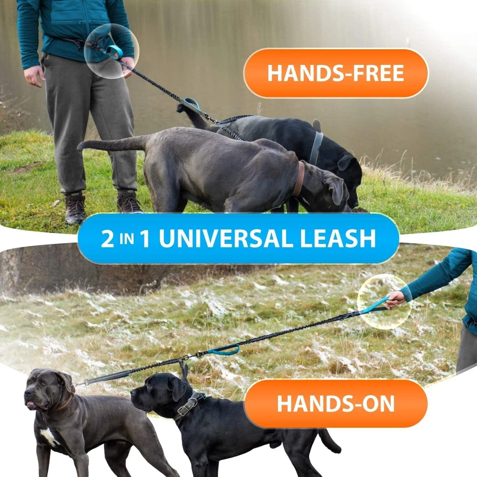 Dual Dog Leash No Tangle Coupler Nylon for Two Large Small Dogs Double-Head Rope - Image 3 of 4