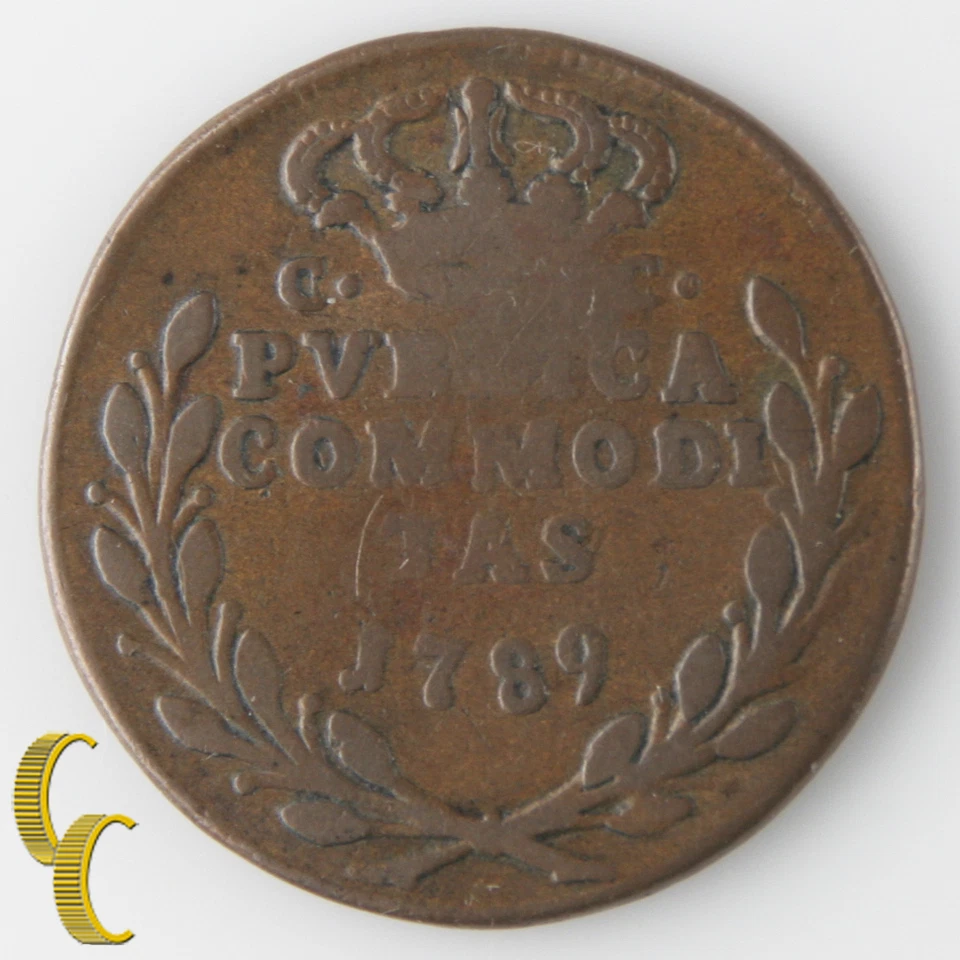 1789 P//CC Italian States, Naples & Sicily 3 Tornesi (Fine+) Ferdinand KM#206 - Image 2 of 2