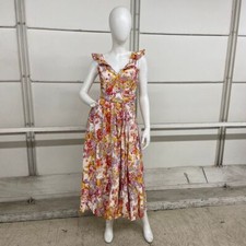 BHLDN Sadie V-Neck Fit & Flare Linen Midi Dress Women's Size XS