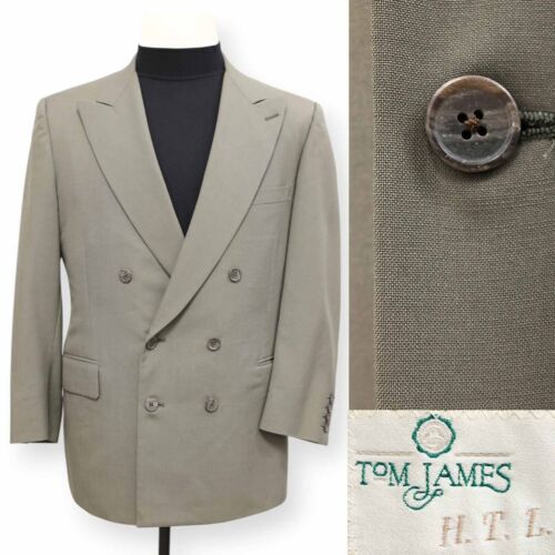 TOM JAMES mens pastel green double breasted sport coat suit jacket blazer 38 R