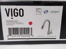 VIGO VG02013ST Aylesbury 16 Inch Single Handle Pulldown Arc Brass Kitchen Faucet