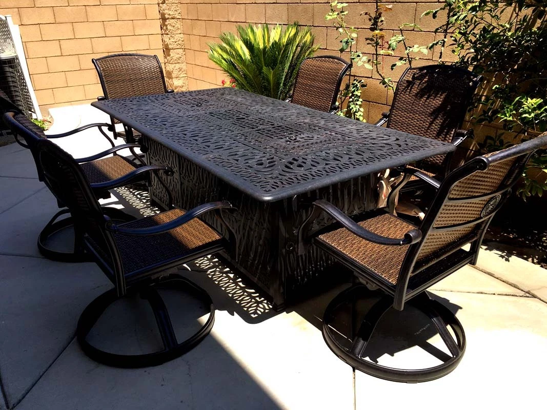 7 piece fire store pit dining set