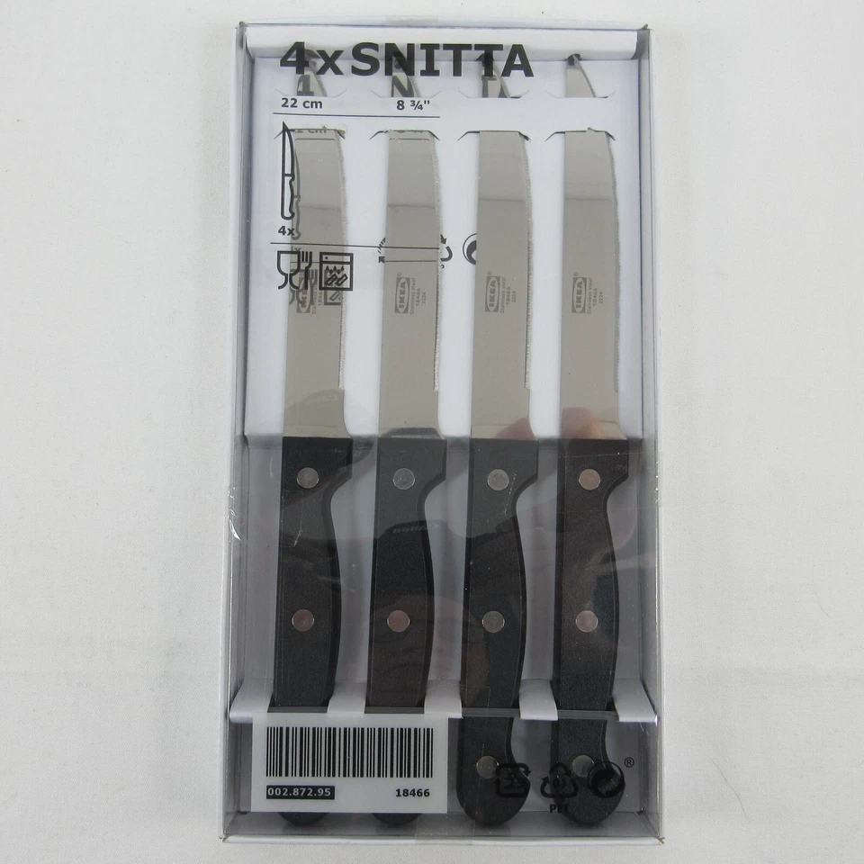 4-Pack IKEA SNITTA Classic Black Steak Knife Stainless Flatware New 002.872.95 - Image 2 of 4