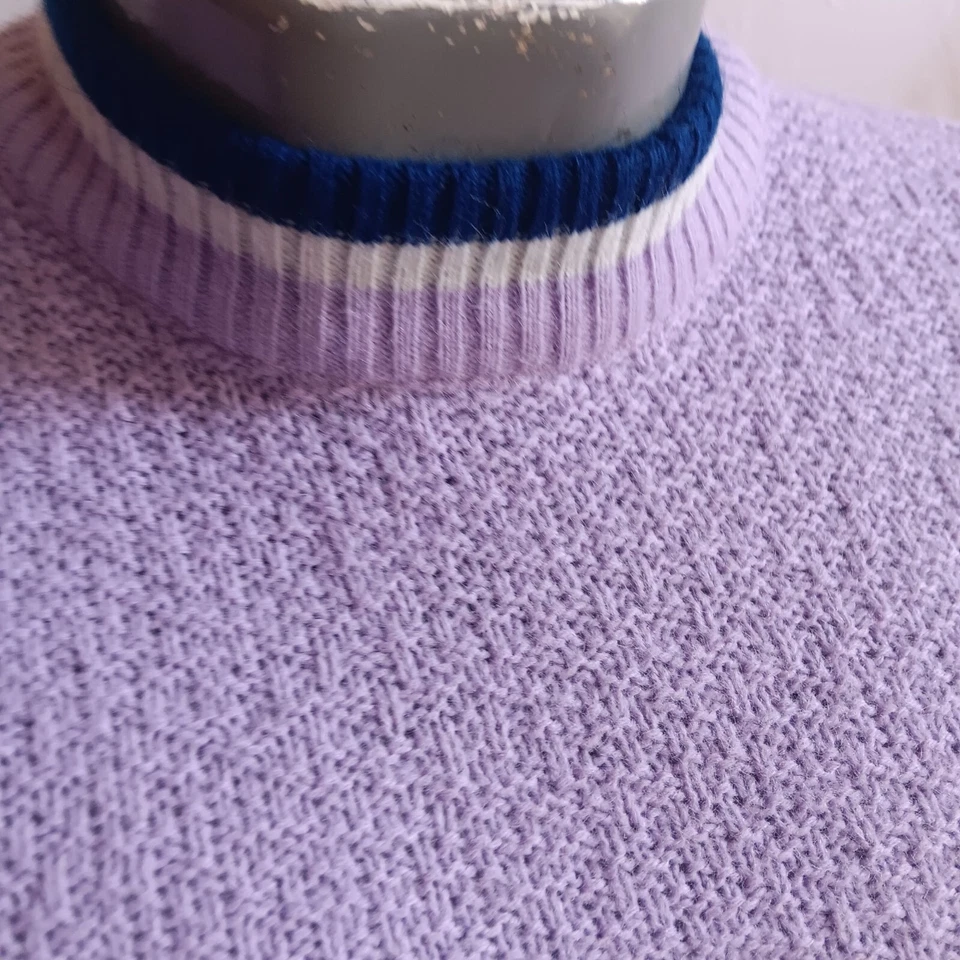 Camiseta masculina vintage anos 70 Brady Bunch malha campainha mod malha lilás/roxa cropped - Imagem 2 de 4