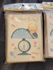 Vintage New Baby Boy Birth Announcement Cards in Packaging 12 CT