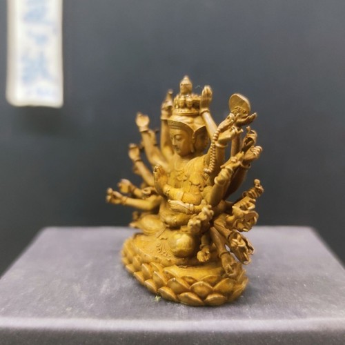 Chinesische Bronze Kupfer Statue Handgeschnitzt Tausendhand Bodhisattva Figur - Bild 3 von 3