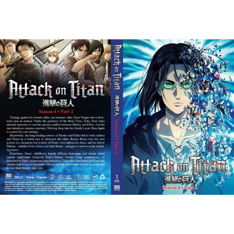 Attack On Titan :The final season (Season 4) - Part 1, 1-16 end DVD with  Eng Dub