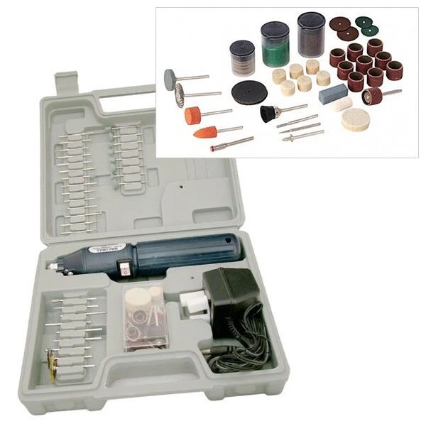 POWERTIME 205pce Cordless Dremel Type Mini Rotary Hobby Drill Tool With Case + Accessories